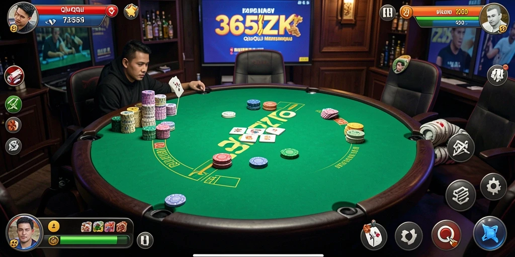 Tampilan gameplay seru dari 365ZK dengan kartu QiuQiu.