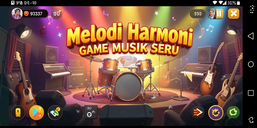 Tampilan gameplay seru di 93337 dengan irama musik yang dinamis.