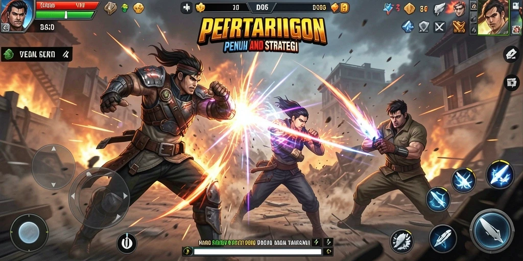 Tampilan aksi seru dalam permainan Fighting D06.