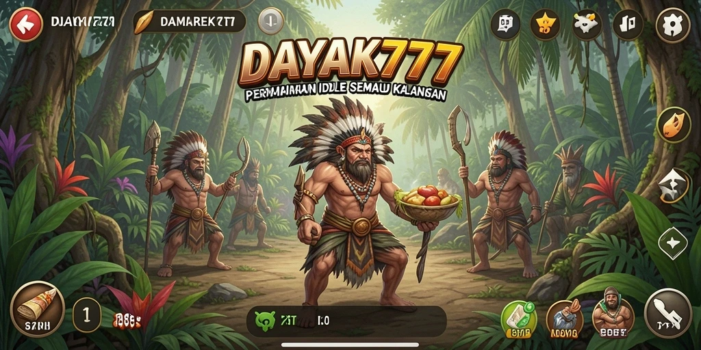 Tampilan utama permainan DAYAK777 yang menggambarkan gameplay Idle.