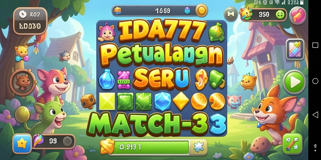 Tampilan menarik dari gameplay <strong>IDA777</strong> dengan permata berwarna-warni yang harus dicocokkan.