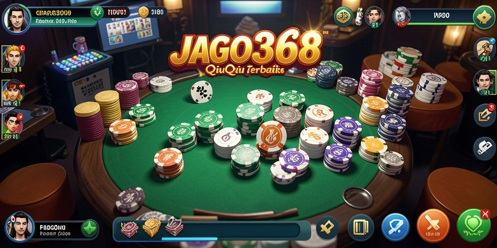 Tampilan screenshot utama JAGO368 menampilkan gameplay QiuQiu yang mendebarkan.