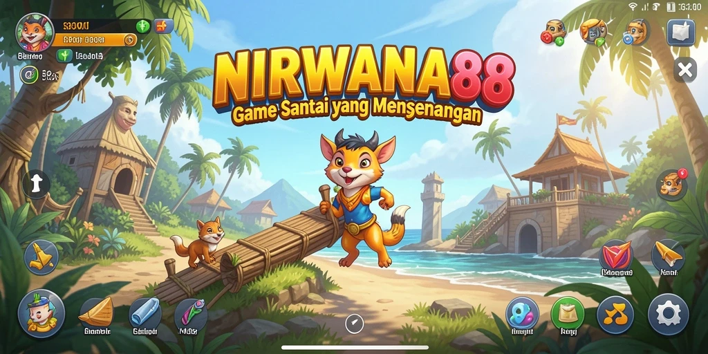 Tangkapan layar NIRWANA88 menampilkan gameplay yang ceria dan penuh warna.