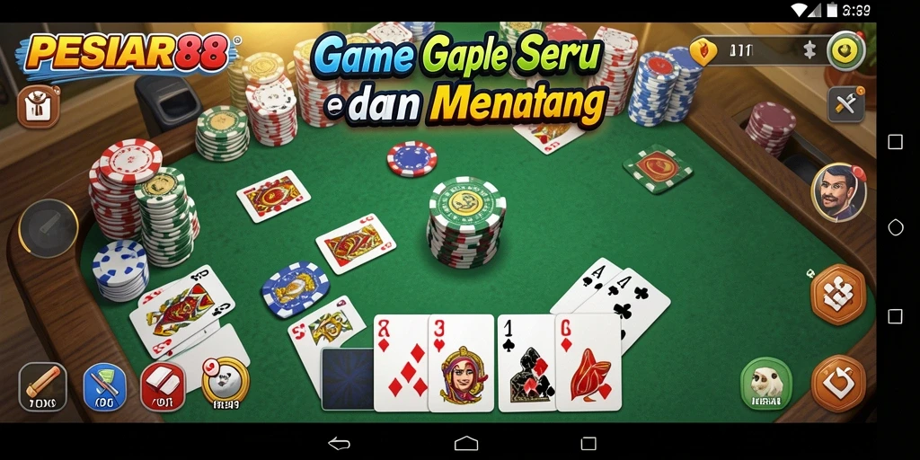 Screenshot utama PESIAR88 menunjukkan gameplay Gaple yang menarik.