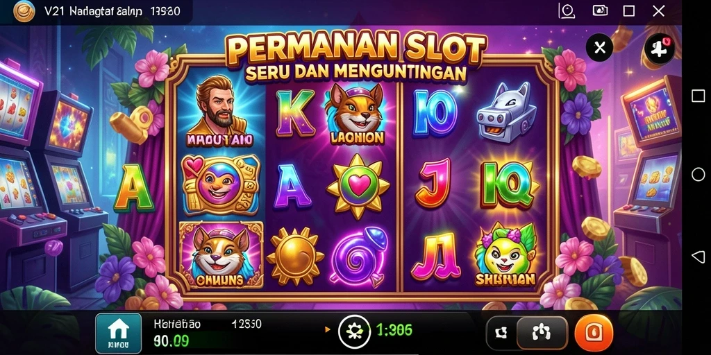 Screenshot permainan V21 yang menunjukkan gameplay slot yang menegangkan.